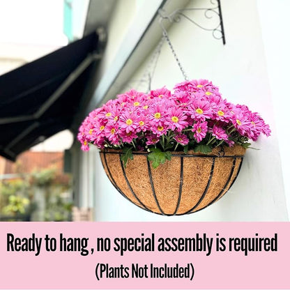 LaLaGreen Hanging Baskets for Plant Outdoor Extra Large Black Metal Wire - Image 6