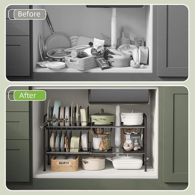 Expandable Under Sink Organizer，Pot and pan Organizer Under Cabinet | Pan Lid - Image 5