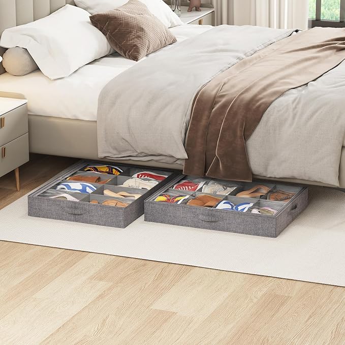 Lifewit Under Bed Shoe Storage Organizer Fits 8 Pair Sneakers, 4.3 Inches Tall - Image 9