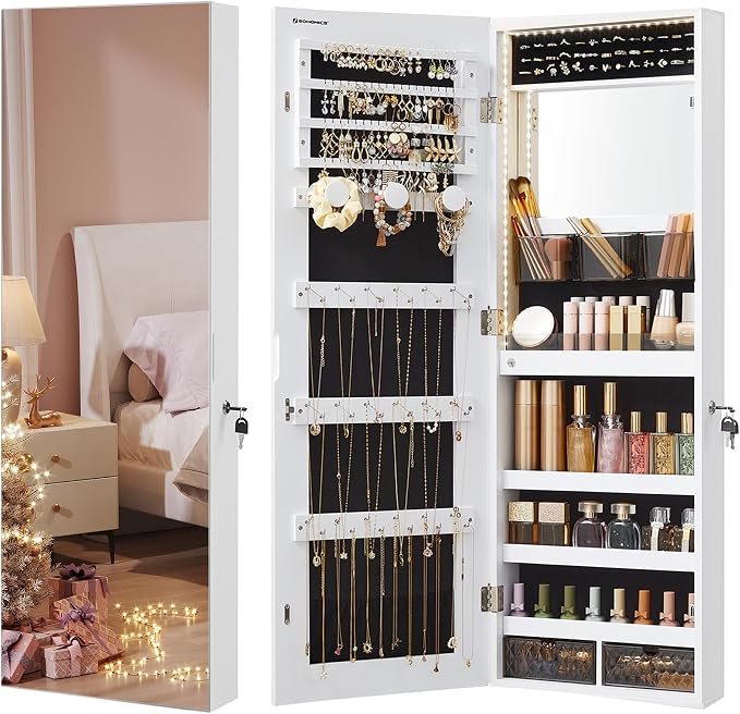 SONGMICS Mirror Jewelry Cabinet Armoire Organizer, Wall or Door Mount Storage by SONGMICSbySONGMICSHOME