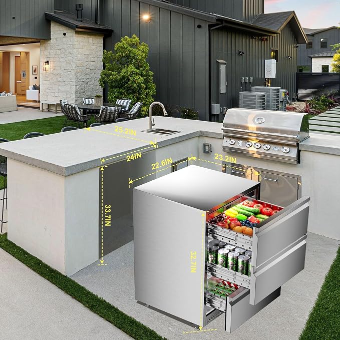 Drawer Refrigerator Outdoor Under Counter Stainless Steel 3 Drawers Beverage - Image 4