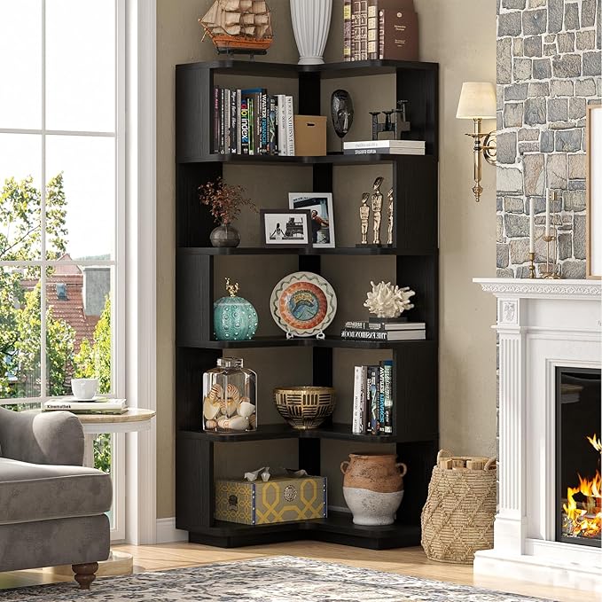 Armocity Corner Book Shelf, 6-Shelf L Shaped Corner Bookshelf - Image 2