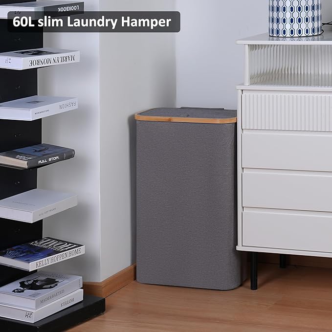 Slim Laundry Basket, 60L Laundry Hamper - Image 4