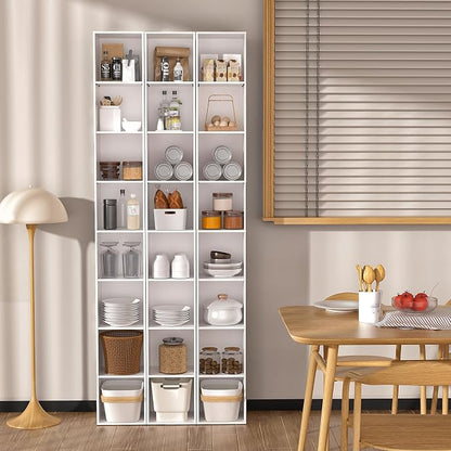8-Cube Storage Organizer Bookcase, Tall Narrow Bookshelf - Image 2