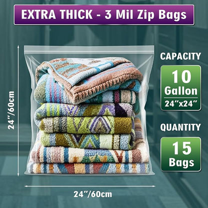 Extra Large 10 Gallon Zippered Plastic Bags - Image 2