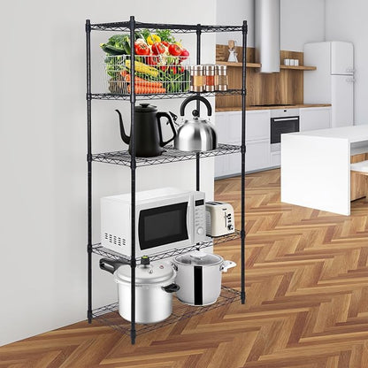 SUPER DEAL Black 5-Shelf Heavy Duty Storage Wire Shelving Unit - Image 3