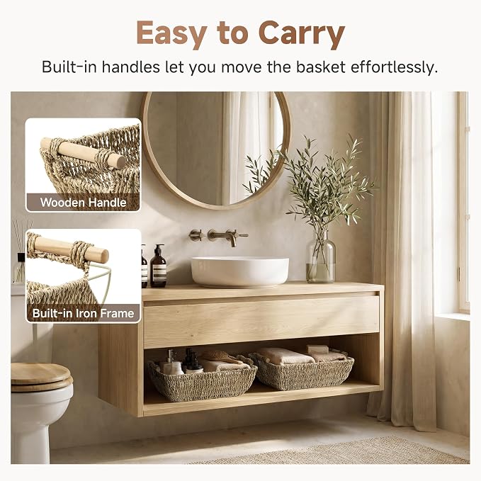 StorageWorks Hand-Woven Jumbo Storage Baskets - Image 4