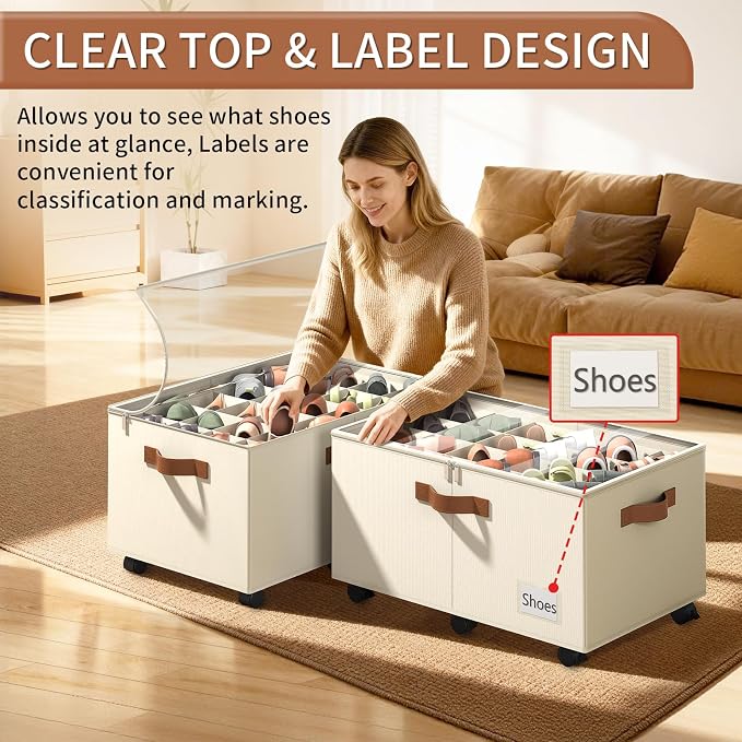 Shoe Organizer for Closet, 2 Pack Shoe Storage Organizer - Image 5