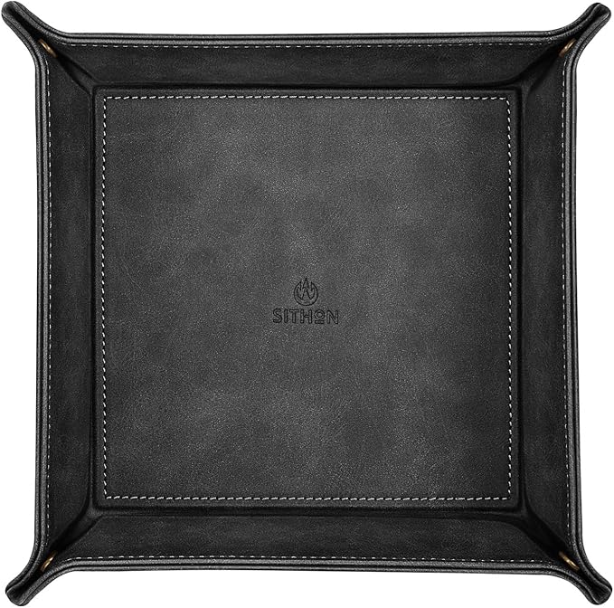 SITHON Valet Tray Desktop Storage Organizer – Premium PU Leather Catchall - Image 2