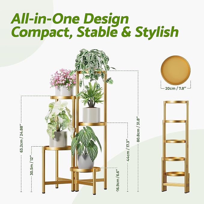 Gold Stand Plants, 5 Tiered Plant Stand Indoor - Image 2