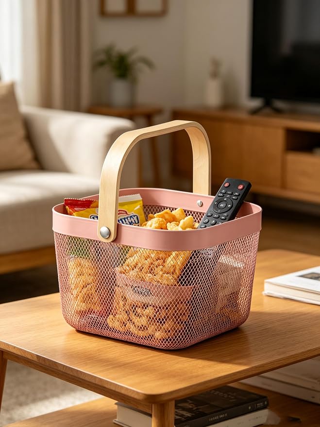 AJIODA Metal Mesh Steel Basket, Storage Organizer Basket Multi-functional - Image 7