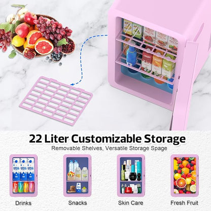advwin 22L Mini Fridge for Bedroom, 30 Cans Portable Cooler & Warmer Compact - Image 3