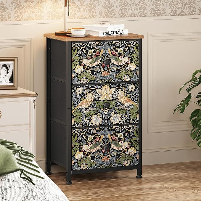 Dresser with 3 Drawers Strawberry Thief Drawer Dresser - Image 6