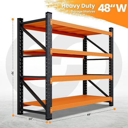 48" W Garage Storage Shelves Heavy Duty, 3000LBS Metal Shelving Units, 4 Tier - Image 2