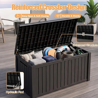230 Gallon Outdoor Storage Box, Large Resin Deck Box, Waterproof Lockable - Image 4
