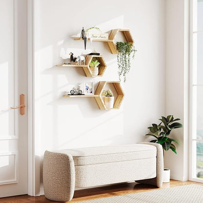 Wooden Hexagon Floating Shelves Wall Mounted - Image 8