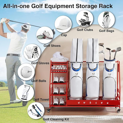 Lauren&Harold Golf Bag Organizer Garage Storage, Golf Storage Rack Stand Fits 2 - Image 6