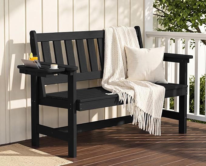 SERWALL HDPE Outdoor Bench, Weatherproof Porch Bench, 1 Pack, Suitable - Image 2