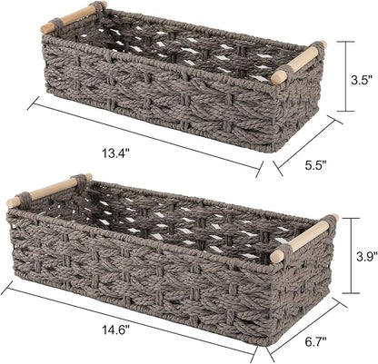 OIAHOMY Toilet Paper Baskets Handmade Paper Rope Decorative Wicker Storage Tank - Image 3