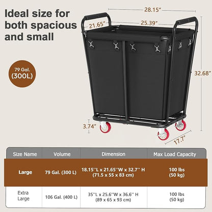 Hoctieon Large Laundry Cart - Image 9