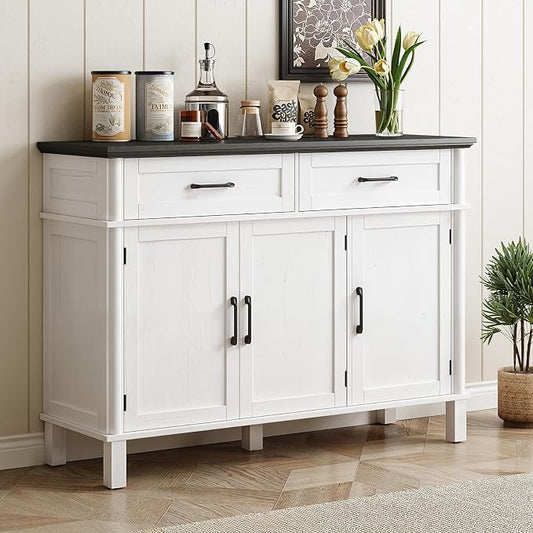 48 Inches Buffet Cabinet with Storage, Farmhouse Sideboard Buffet w/2 Drawers by ONBRILL