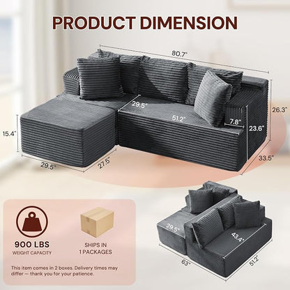Korser Boneless Couches for Living Room, Cloud Couch Sectional - Image 2