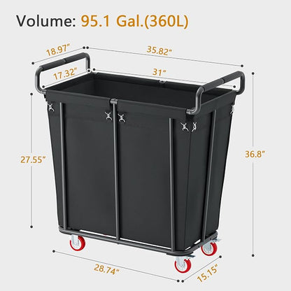 Large Laundry Hamper with Wheels, 360L Rolling Big Laundry Basket - Image 5