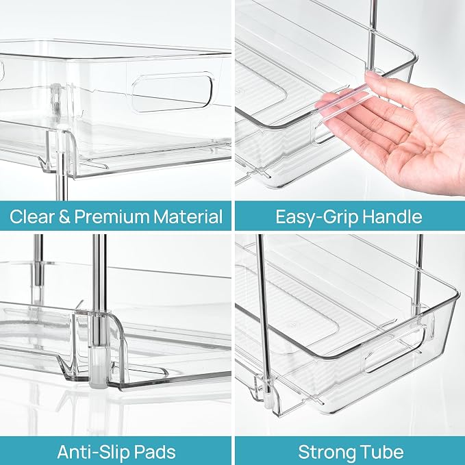 Vtopmart 4 Pack Higher Bathroom Under Sink Plastic Pull-Out Organizer - Image 8