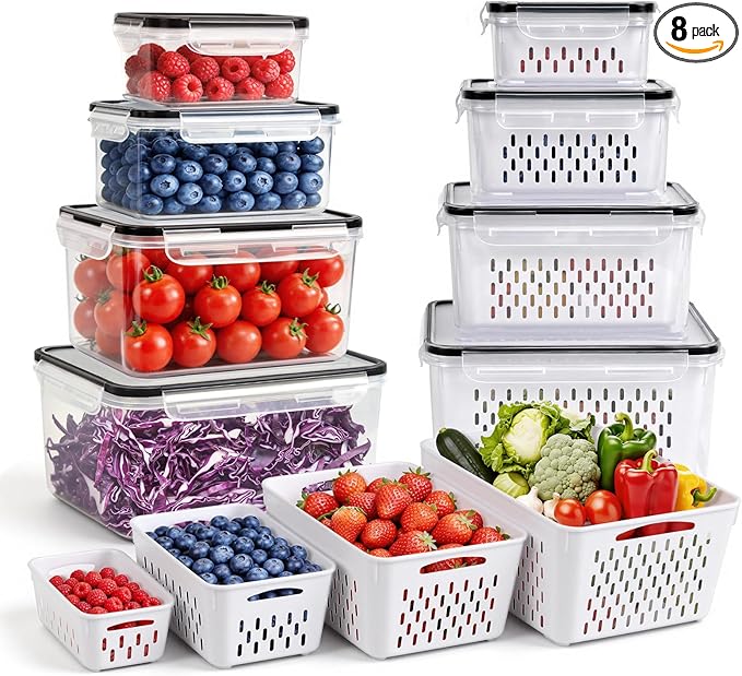 8 PCS Fruit Storage Containers for Fridge, Leakproof Produce Containers for by Unknown