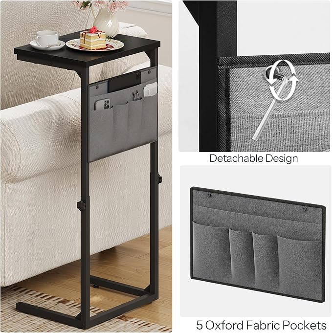 HOOBRO C Shaped End Table, 29.5’’ Adjustable Height Side Table - Image 8