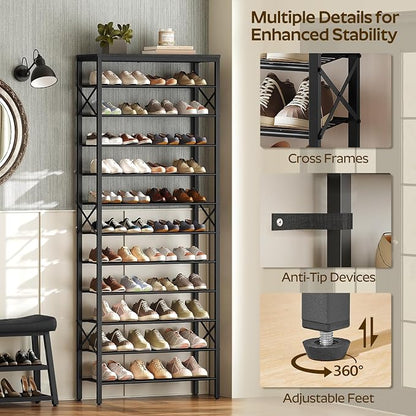 YATINEY 12 Tier Shoe Rack, Large Capacity Shoe Storage Organizer Holds 48 Pairs - Image 7