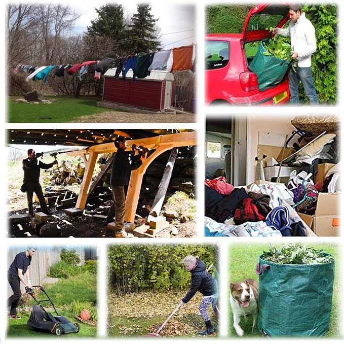 Professional 3-Pack 106 Gallon Large Lawn Garden Bags Reusable Yard Waste Bags - Image 9