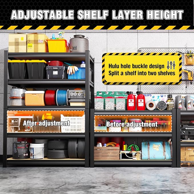 3 Pack Garage Shelving Heavy Duty Storage Shelves, Metal Adjustable Shelving - Image 4
