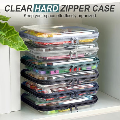 Sanwuta 6 Pcs Clear Hard Zipper Case Hard Plastic Zipper Pouches Transparent - Image 5