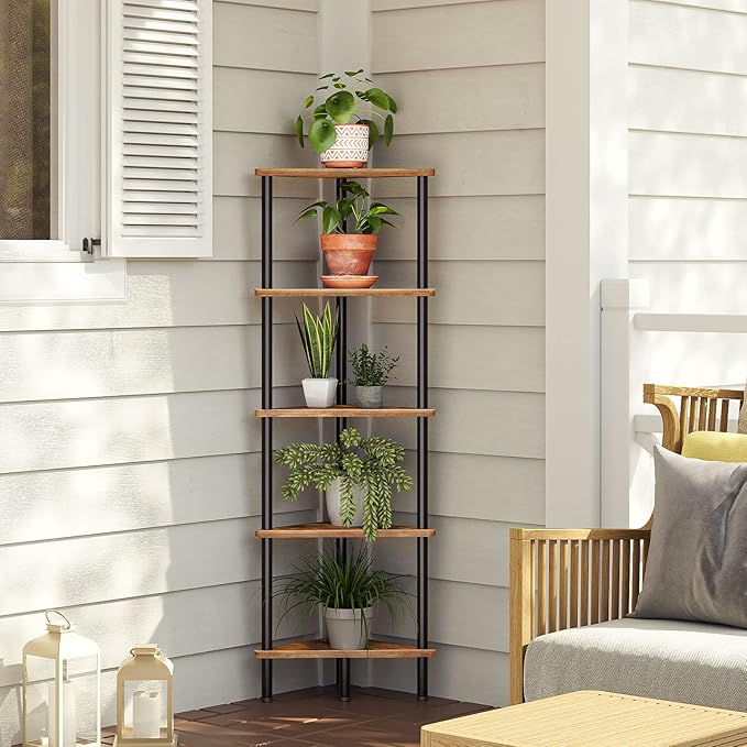 HOOBRO Corner Shelf Stand, Industrial 5-Tier Corner Bookshelf - Image 8