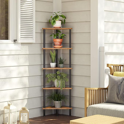 HOOBRO Corner Shelf Stand, Industrial 5-Tier Corner Bookshelf - Image 8