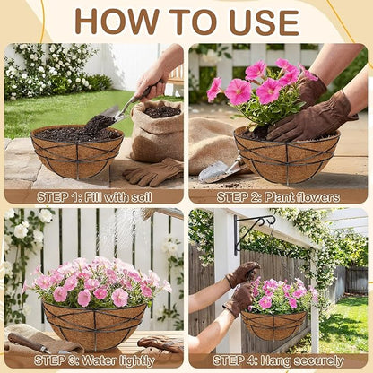 4 Pack 12 inch Metal Hanging Baskets - Image 4