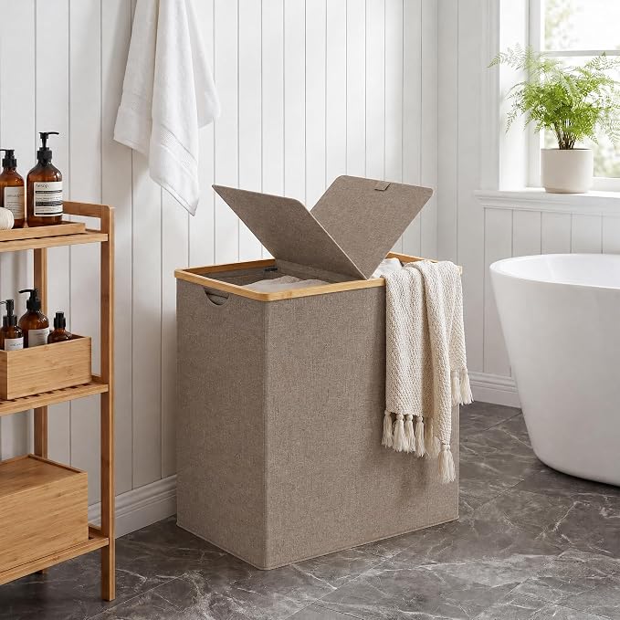 efluky Laundry Hamper with Lid, Double Laundry Basket with 2 Removable Bags - Image 7
