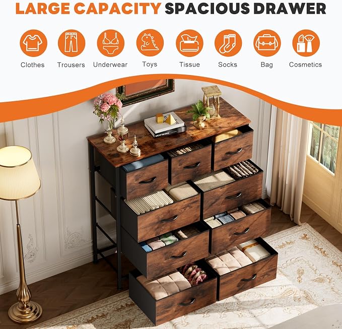 Sweetcrispy 9-Drawer Fabric Dresser Storage Tower - Image 4