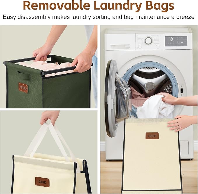 Hoctieon 4 Section Laundry Cart, 48 Gal. Laundry Hamper - Image 6