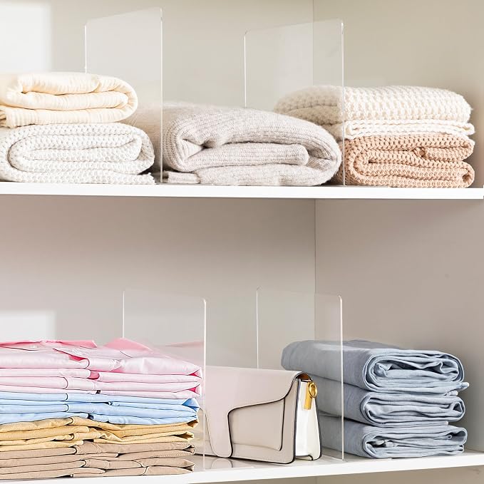 HBlife Acrylic Shelf Dividers for Closet Organization, 6 Pack Clear Sturdy - Image 5