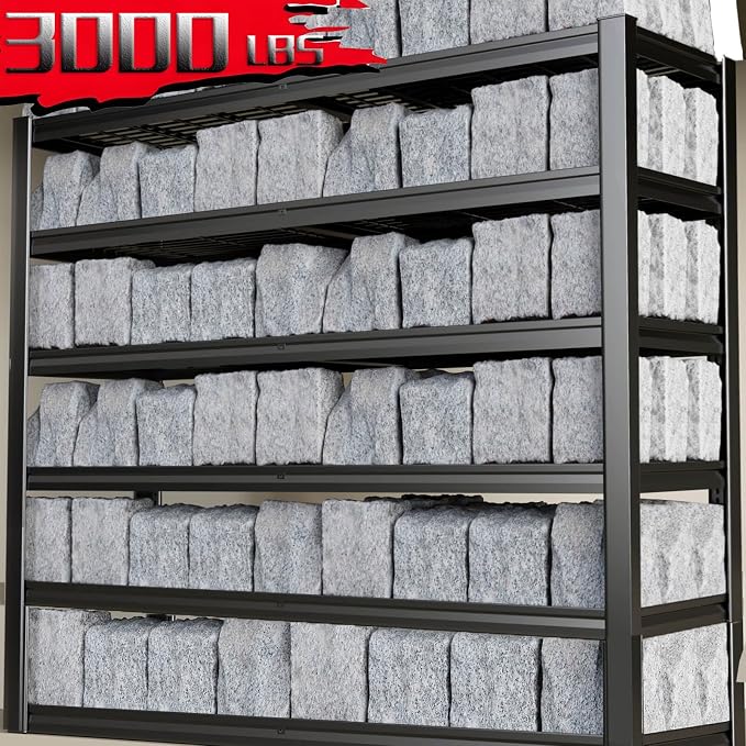 65" Wide Heavy Duty Garage Shelving Units, 6-Tier Deep Storage Shelves - Image 3