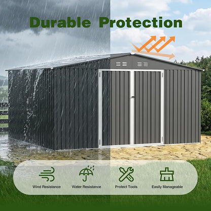 10 x 12 FT Outdoor Storage Shed, Heavy Duty Metal Shed - Image 5