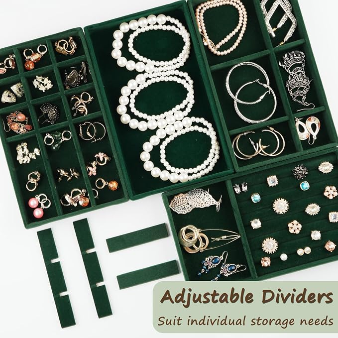 Jewelry Drawer Organizer, 8 Set of Stackable Velvet Organizer Tray, Drawer - Image 2