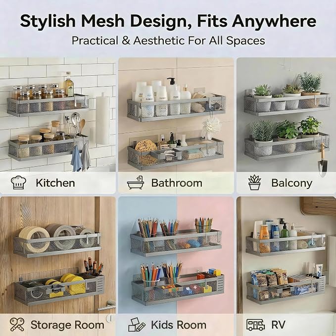 PUSDON 5-in-1 16.5" Extra Long Slim Wall Mount Wrapped Mesh Kitchen Organizer & - Image 7