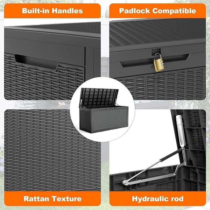100 Gallon Deck Box, Resin Outdoor Storage Box - Image 3