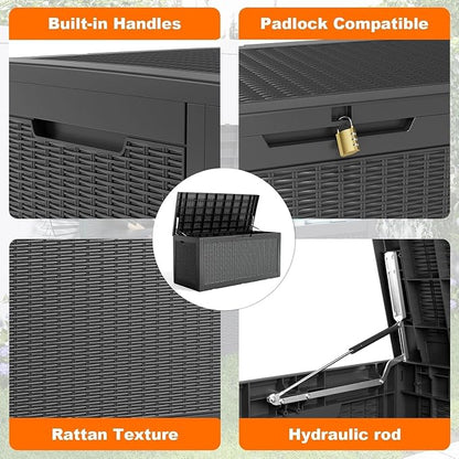 100 Gallon Deck Box, Resin Outdoor Storage Box - Image 3