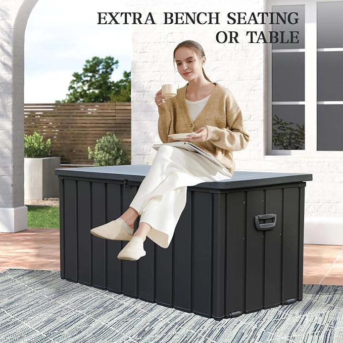 Domi 120 Gallon Deck Box, Metal Outdoor Storage Box - Image 6
