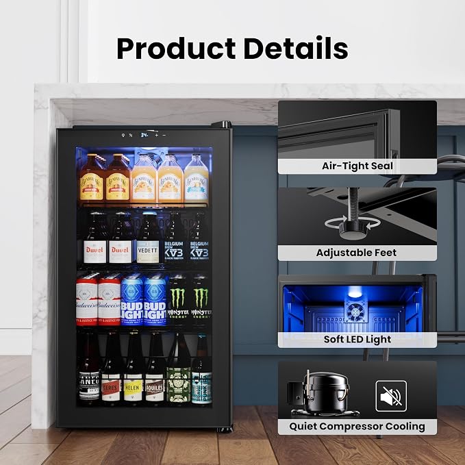 Yeego Beverage Refrigerator Cooler, 130 Cans Mini Fridge - Image 5