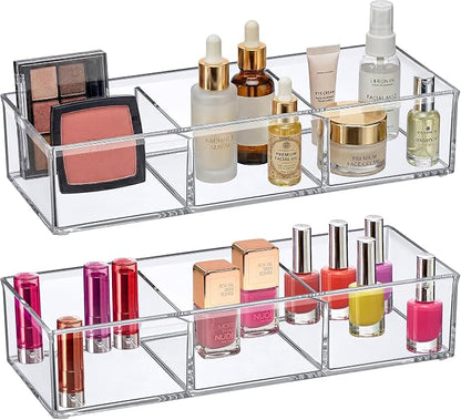 Amazing Abby - Charm - Acrylic 3-Compartment Makeup Organizer, Transparent by AmazingAbby